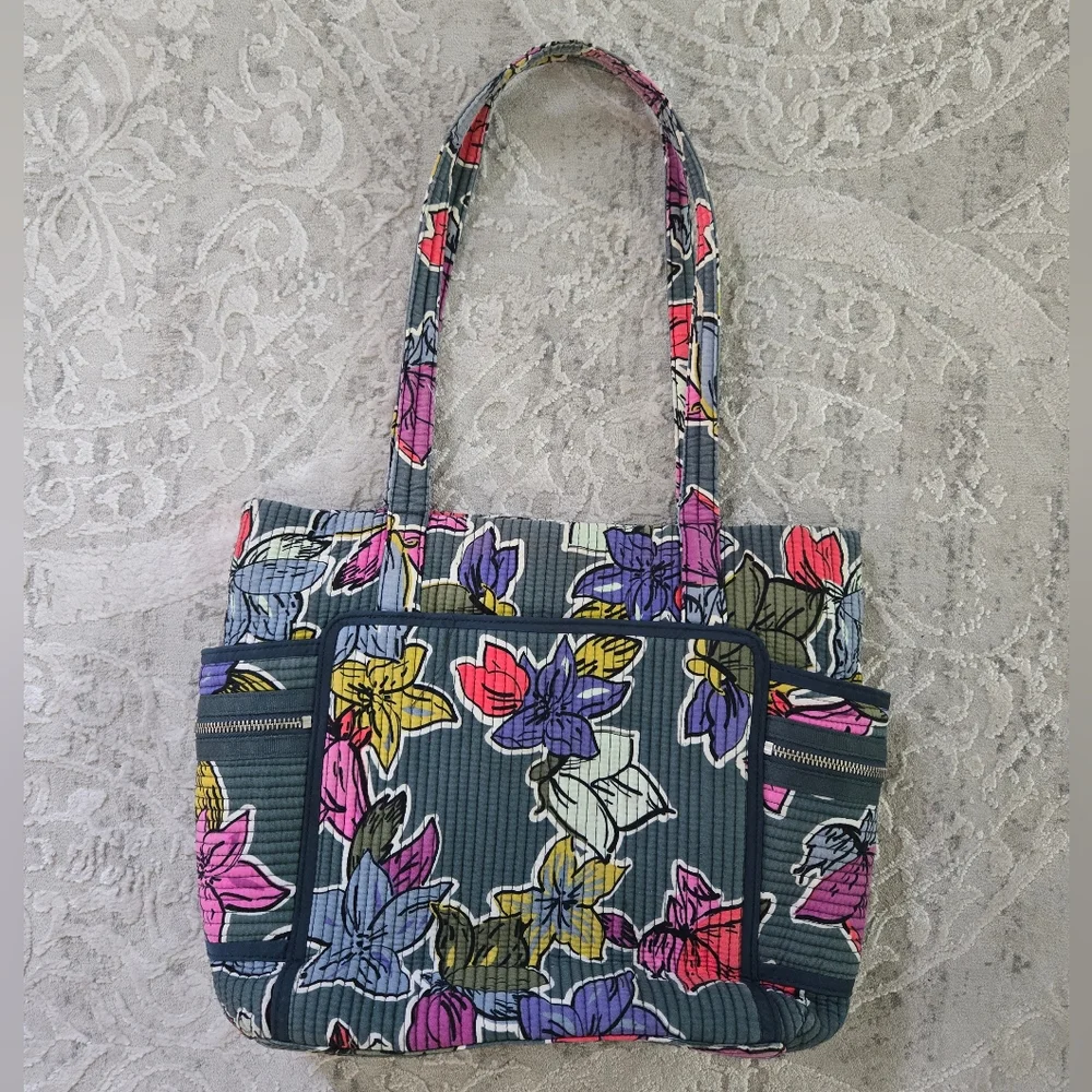 Vera Bradley Green Floral Patterned Tote Bag